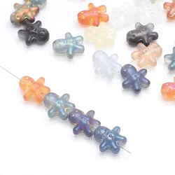 20Pcs 14x15MM Christmas Gingerbread Man Matte Crystal Glass Loose Beads For DIY Making Handmade Phone Chains Garment Decor