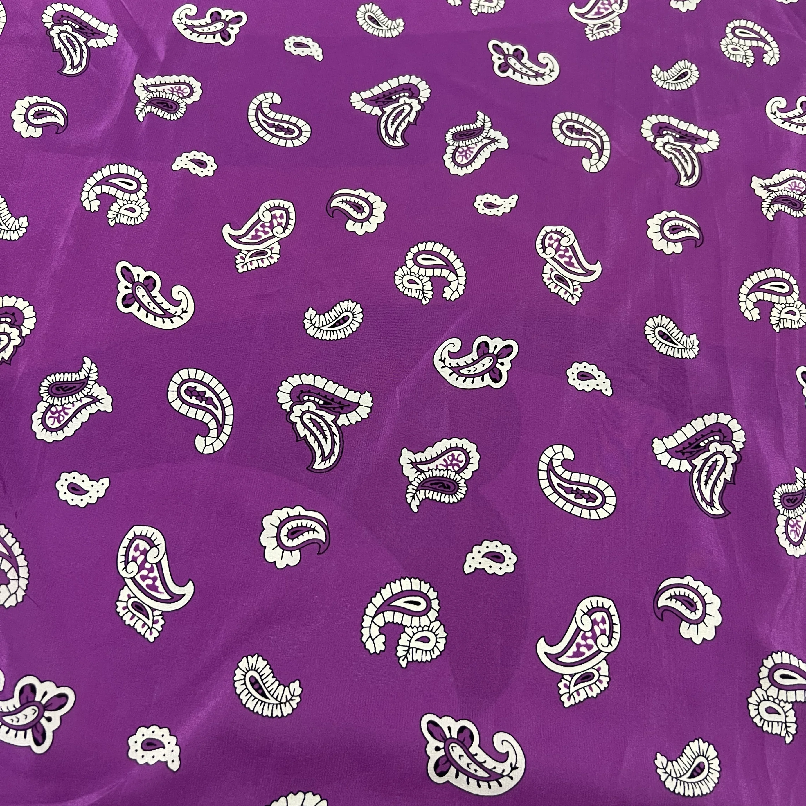 

1 meter 100% Mulberry Silk 16 momme Crepe Silk Fabric Purple Paisley Floral Printed 138cm 54" wide by the yard XX276
