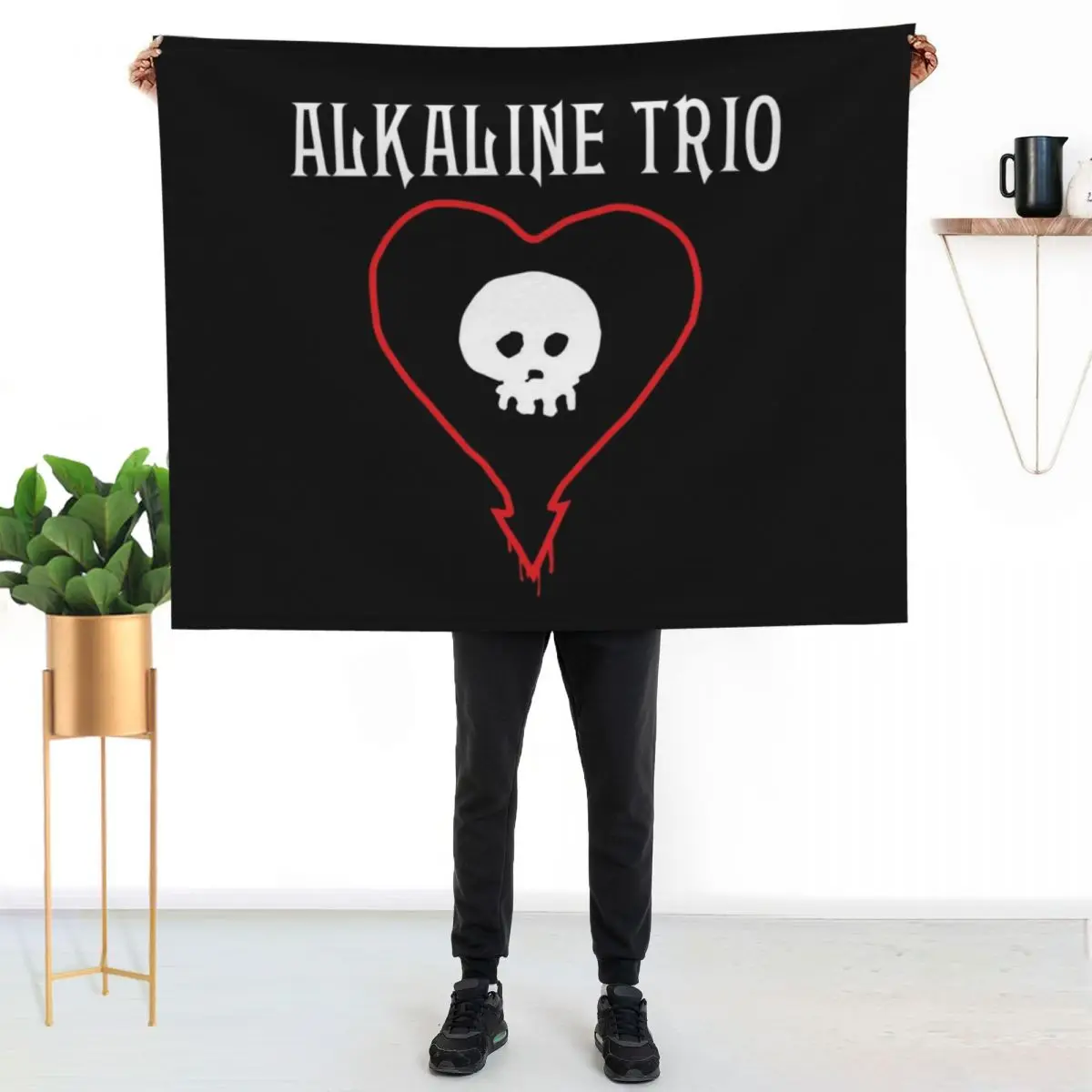

Alkaline Trio Punk Band Logo - Skull Heart Text Throw Blanket Plush Fuzzy Cozy Blanket for Couch Sofa