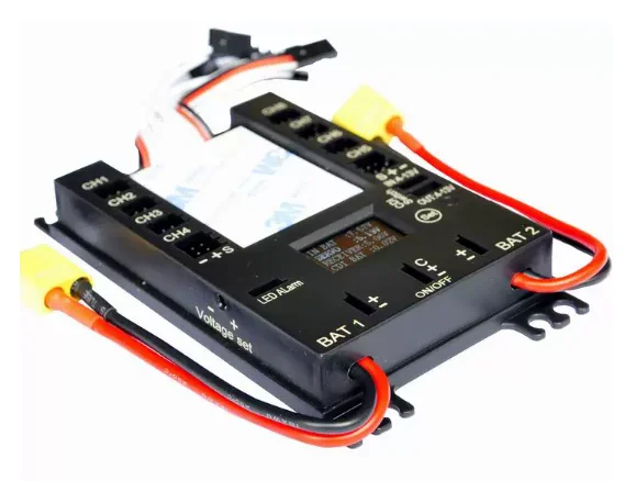 rcsskj 4106 Pro Dual Power Distribution Board for RC Gas/Jet - 30A BEC, CDI Kill Switch, OLED Monitor & Redundant Receiver Power