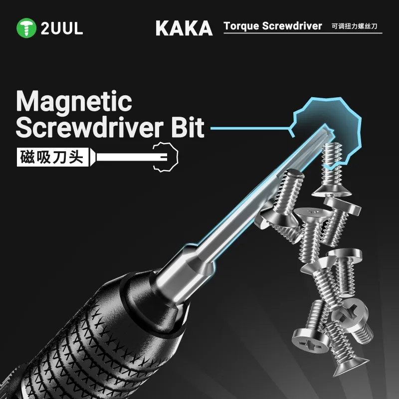 2UUL KAKA Adjustable Torque Screwdriver Replaceable Magnetic Bits Pentalobe 0.8 Cross 1.2 Y 0.6 for Phone Electronics Repair