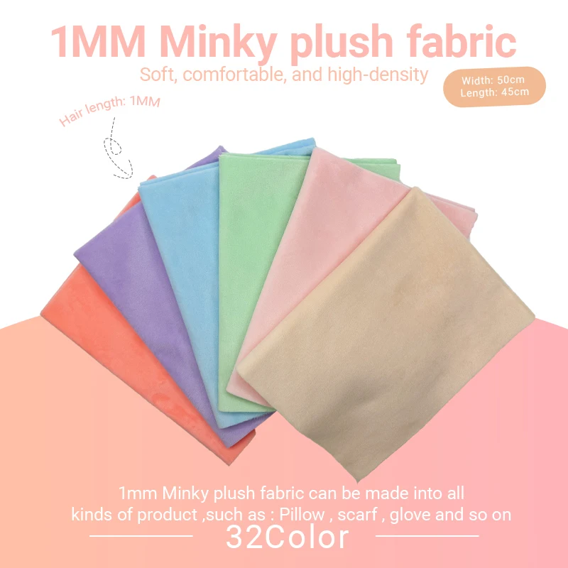 45x50cm 32color Polyester Mochi Fabric Fursuit Doll Skin 1mm Crystal Soft Plush Flesh Pad Short Hairy Dense Handmade DIY Fabric