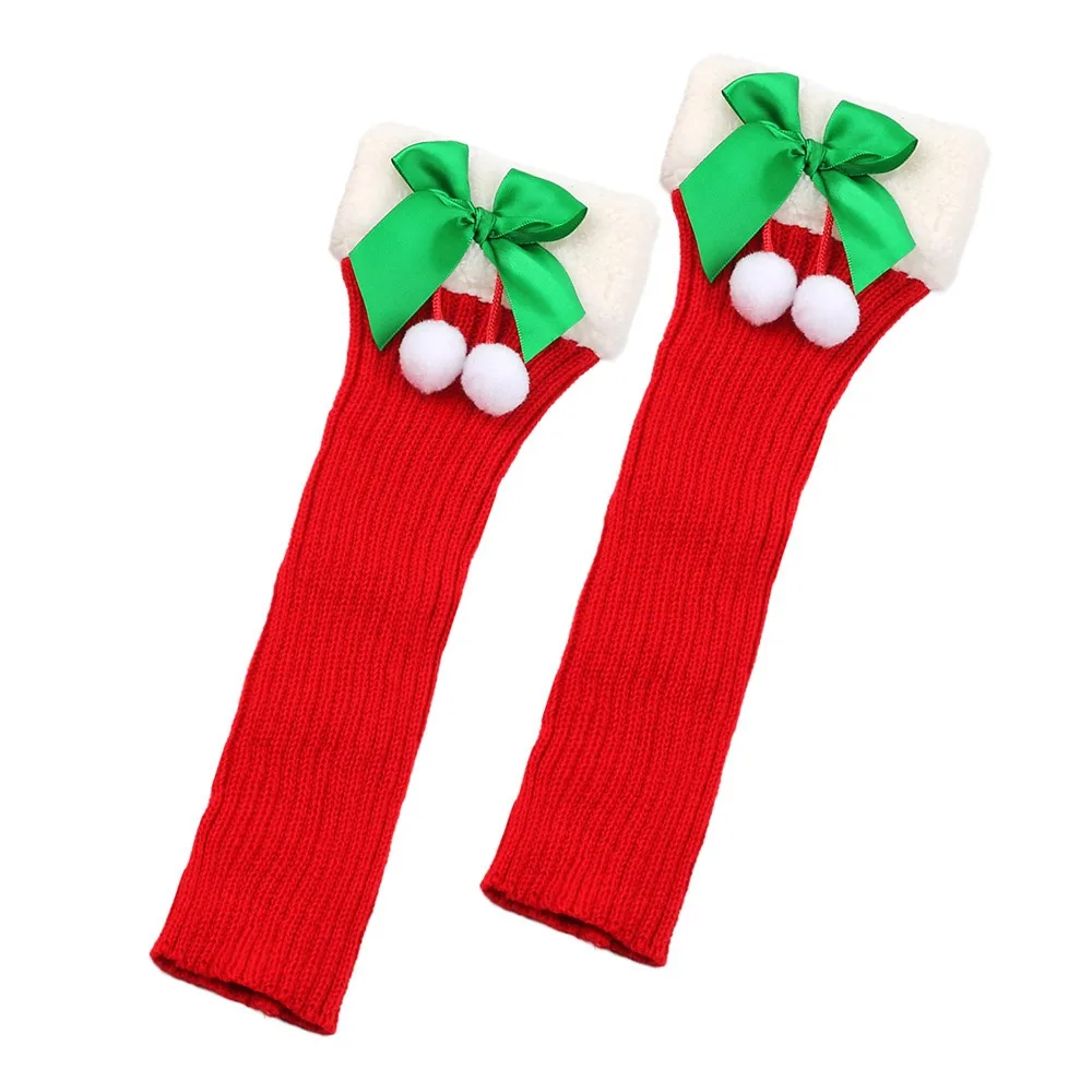 

Fashion Breathable Christmas Bow Stockings Leg Socks Warm Thick Cuffs Knit Leg Warmers Y2K Elastic Foot Cover Socks Women