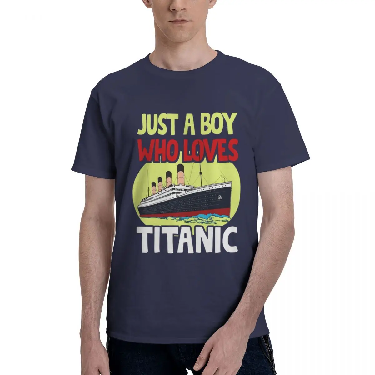 Just A Boy Who Loves Titanic Ship Lover y2k Men's Designer Clothes 3D Printed Cotton Tops High Quality Custom Male Short Tee