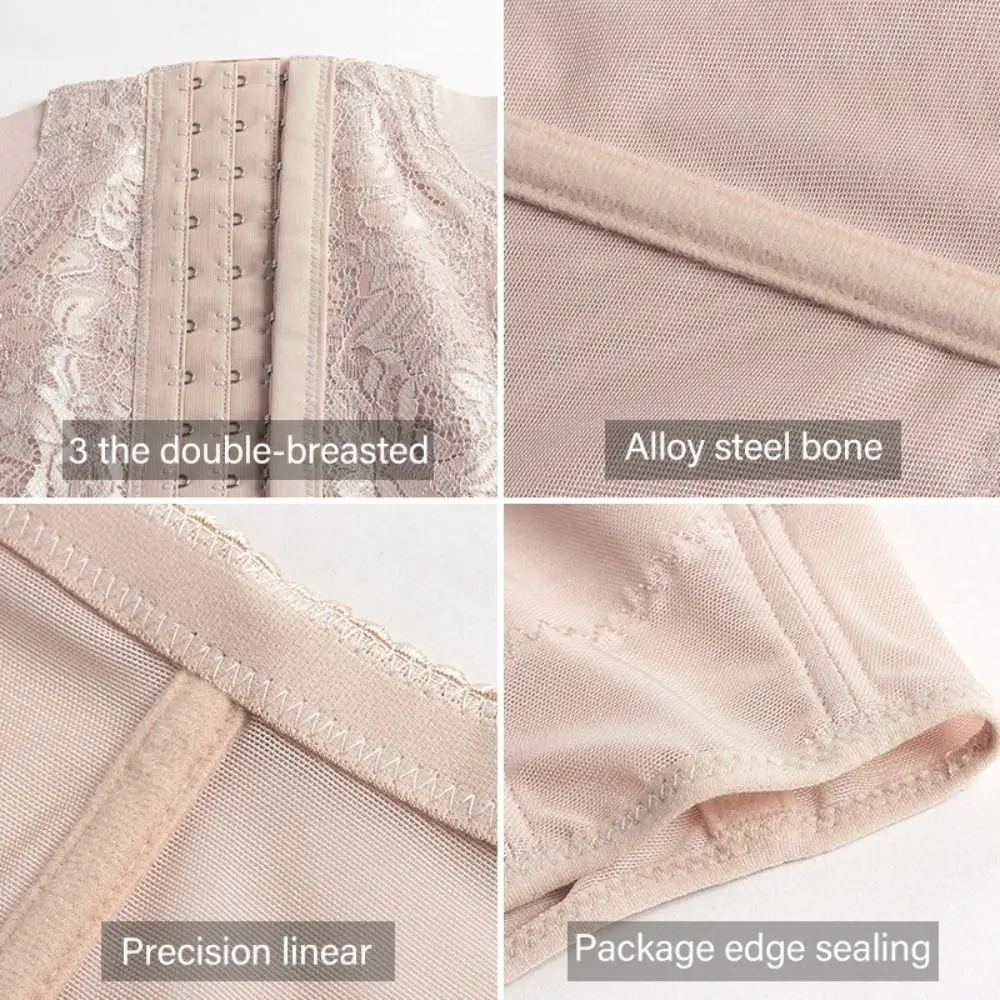 Breathable Mesh Waist Shaper Steel Boned Embroidered Design Waist Trainer High Waist Hook Closure Body Shaper Belly Tightening