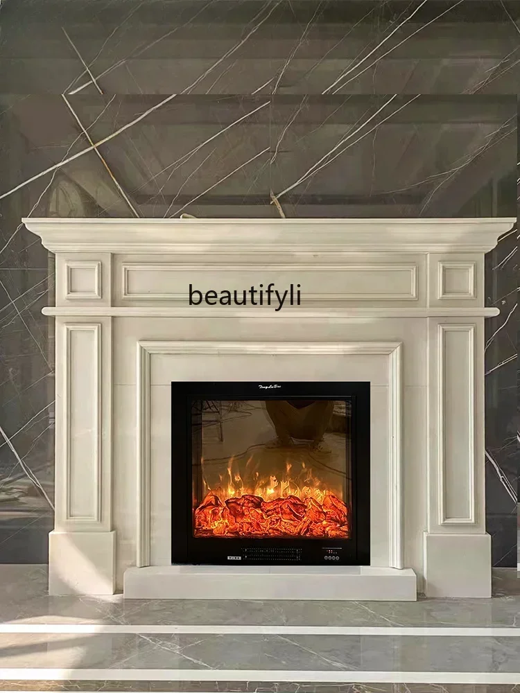 

1184Natural French Simplicity Marble Mantelshelf American Interior Background Wall Hallway Stone Curio Cabinet