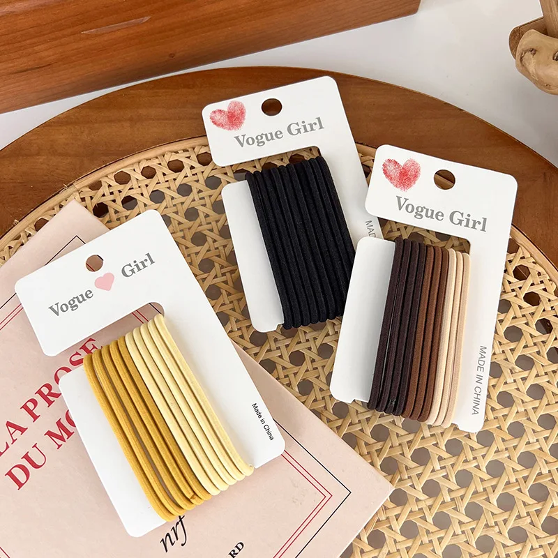 10-Piece Japanese High Elastic Basic Hair Rope Minimalist Candy Color Head Rope Rubber Band Hair Ring Hair Accessories Fresh