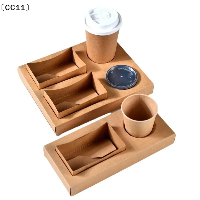 10 Pcs Kraft Paper Picnic Spring Outing Food Box Commercial Pack For Hamburger Snack Juice Beverage Tray〔CC11〕