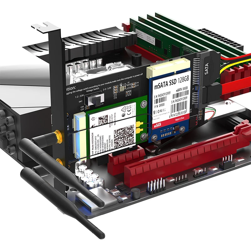 Mini pci-e zu pci express x1 netzwerk adapter msata zu sata3 erweiterungs karte sim kartens teck platz unterstützung wifi/3g/4g/lte modul/msata ssd