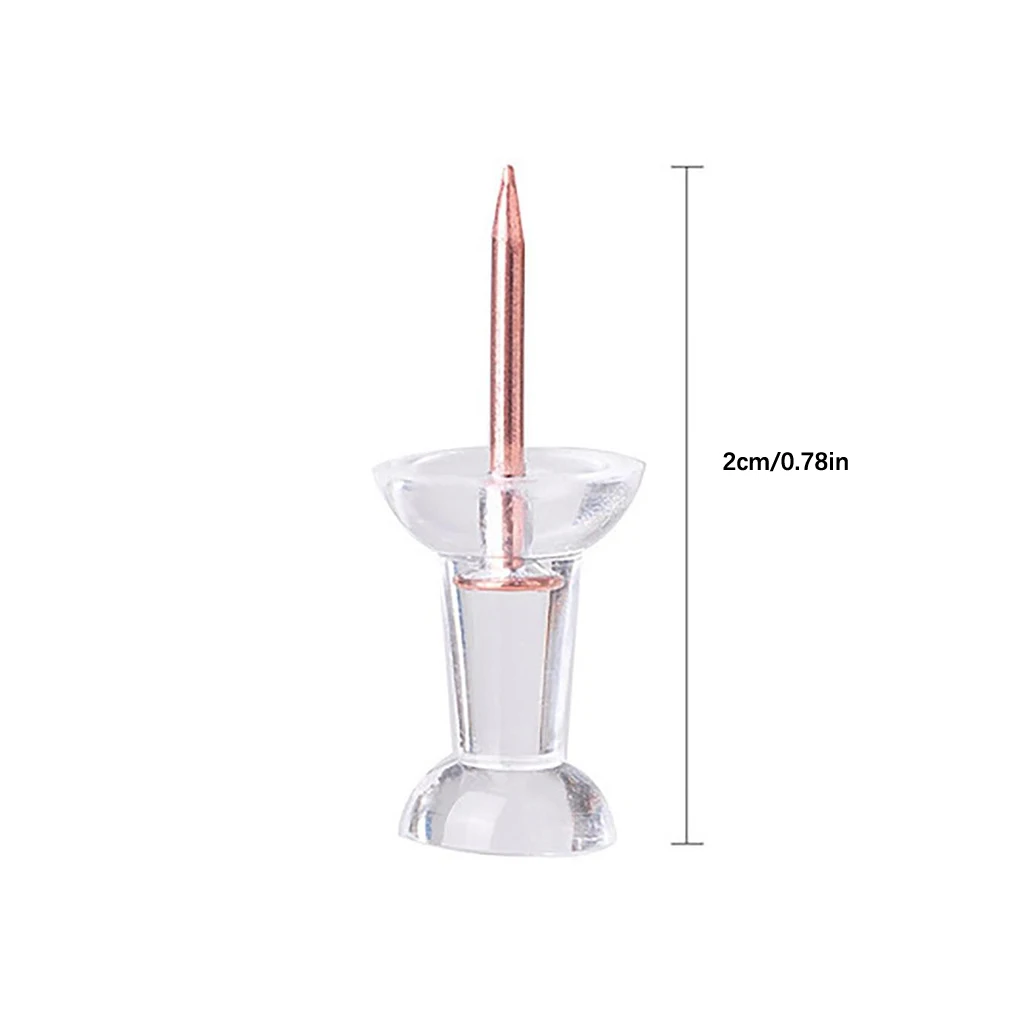 60 Pieces Transparent Rose Gold Push Pins Photo Tacks Office Projects