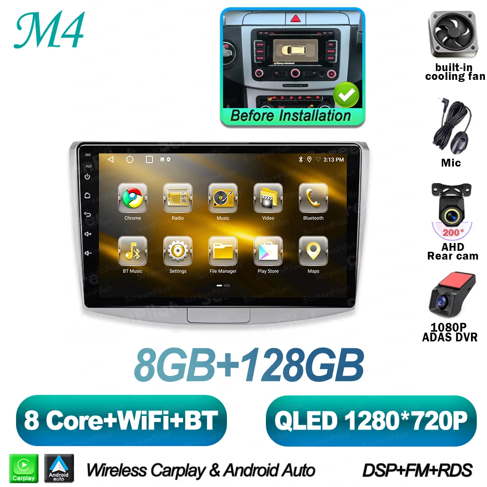 For Volkswagen VW Passat B6 B7 B8 CC 2007- 2021 Android 16 Multimedia Video Player Carplay Intelligent System Wifi 4G 8 Core image 3