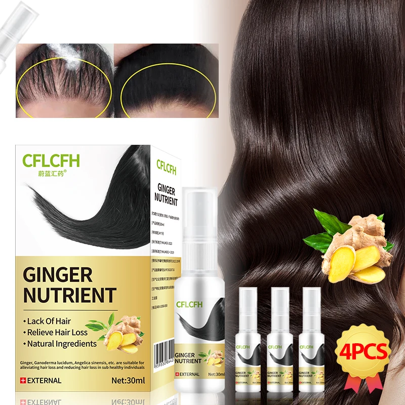 

Hair Growth Care Spray Scalp Hair Regrowth Anti Hair Loss Treatment Products Ginger Ganoderma Lucidum Liquid for Men Women