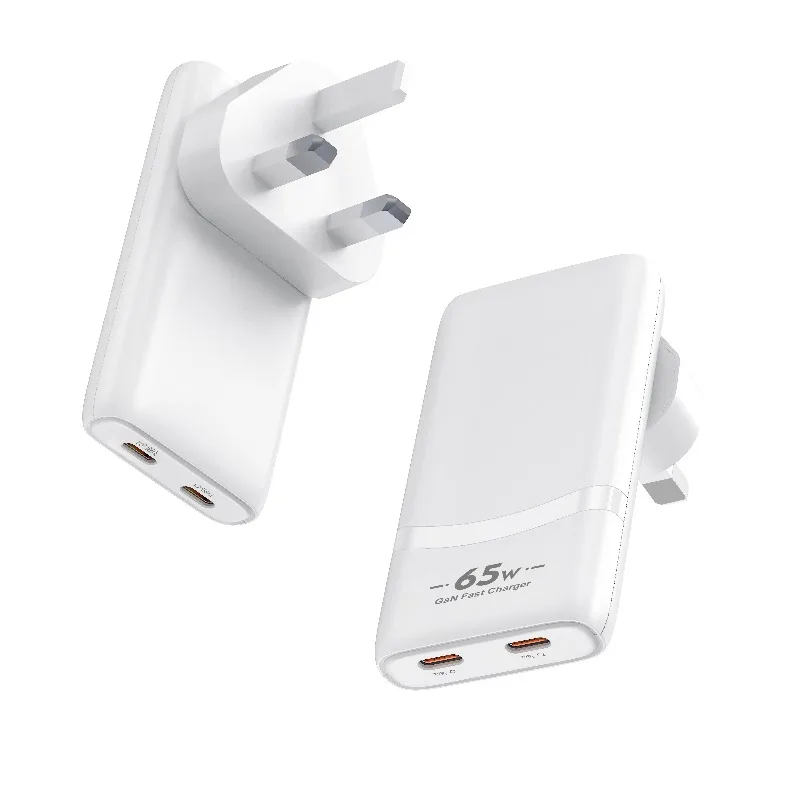 

UK 65W USB C Charger 2-port Ultra-thin Wall Charging Block for Laptop Foldable and Flat Compact Design