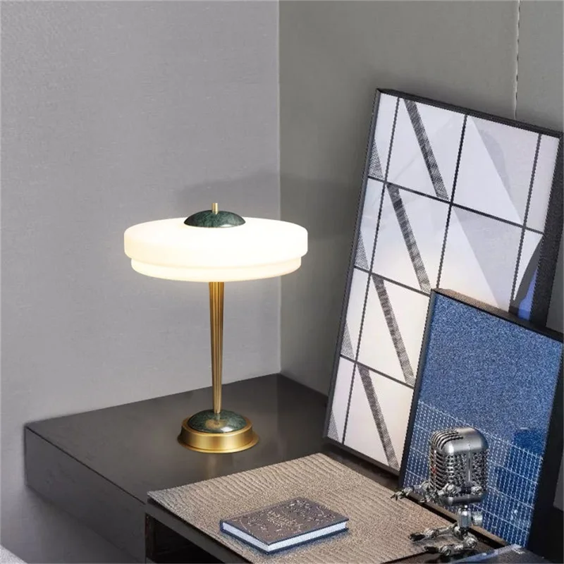 Imagem -03 - Contemporâneo Candeeiro de Mesa Luxo Mármore Luz Led Casa Decorativa Cabeceira Quarto Salão 8m