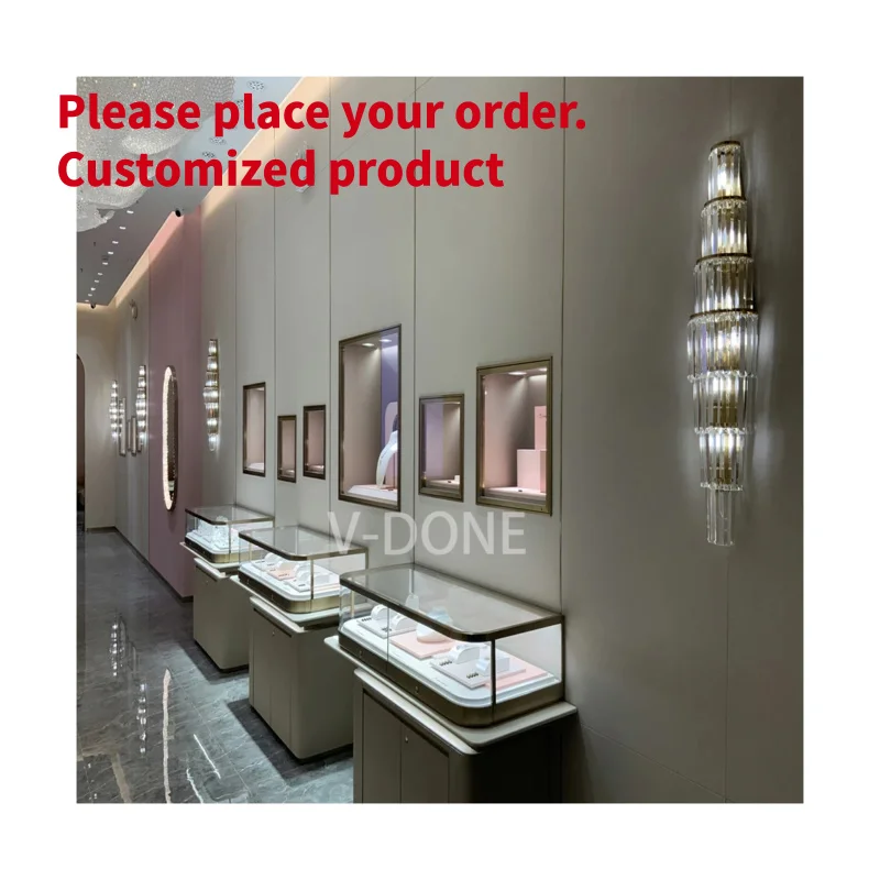 custom.Luxury Jeweller's Store Glass Display showcase Sale Jewellery Display Cabinet Jewels Mall Counter Jewelry Kiosk