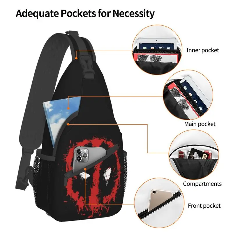 Customized Deadpool Sling Bags Men Fashion Shoulder Chest Crossbody Backpack Travel Hiking Daypack