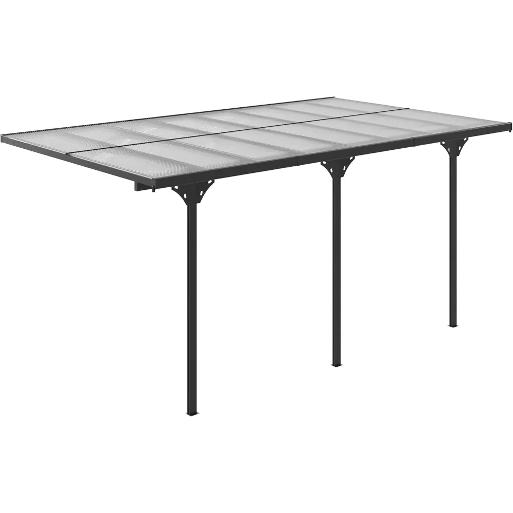 

16.5' x 10' Outdoor Polycarbonate Pergola, Transparent UV Blocking Awning, Hardtop Deck Gazebo with Adjustable Posts and Height