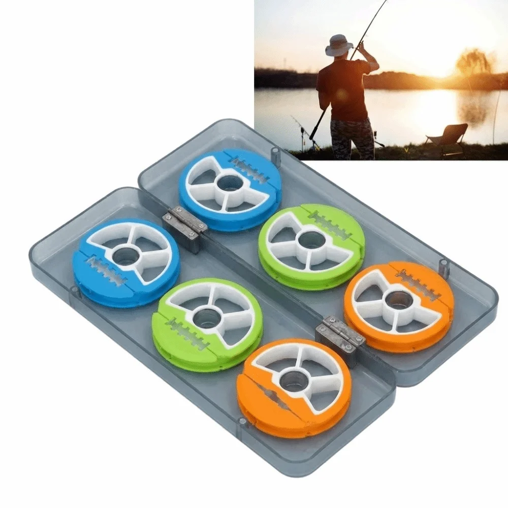 6PCS Silicone Fishing Line Spool Holders ID 7cm Random Color Fishing Line Storage Holders Circular Winding Plates
