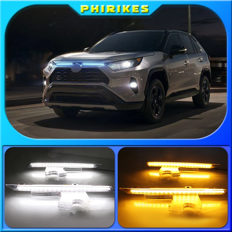 

Дневные ходовые огни для Toyota RAV 4 2019 2020 RAV4 DRL, желтые поворотные огни, водонепроницаемая крышка ABS