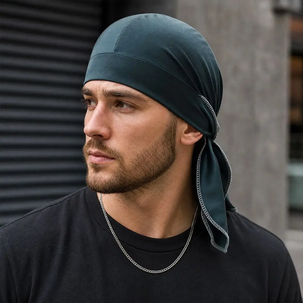Lightweight Solid Color Hijab Caps Quick Dry Adjustable Pirate Hat Comfortable Elastic Cycling Head Wrap Outdoor Activities
