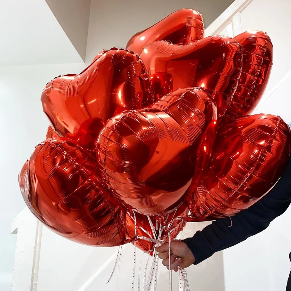 

5/10/18 inch Red Heart Foil Balloons Inflatable Helium Ballons Birthday Party Wedding Decoration Balloon Valentines Baby Shower