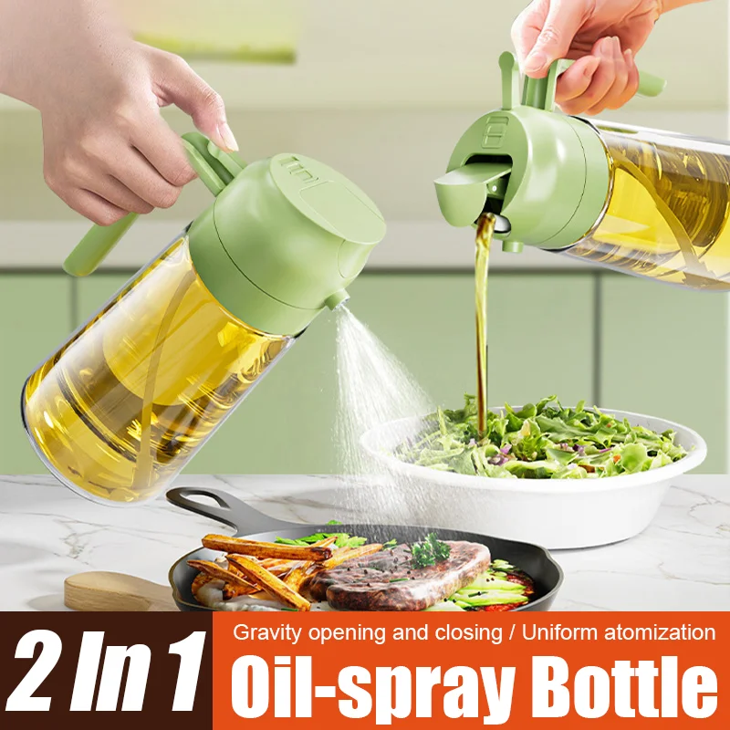 Öl-Sprühflasche, 2-in-1, Küchenöl-Sprühgerät, Küchenöl-Flasche, Fitness-Grill, Öl-Sprühgerät, 470 ml, pneumatische Sprühflasche