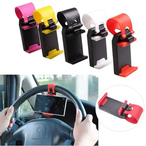 Car Steering Wheel Phone Holder Hanging Buckle Type Navigation Universal Telescopic Holder Practical Car Accessories Interior