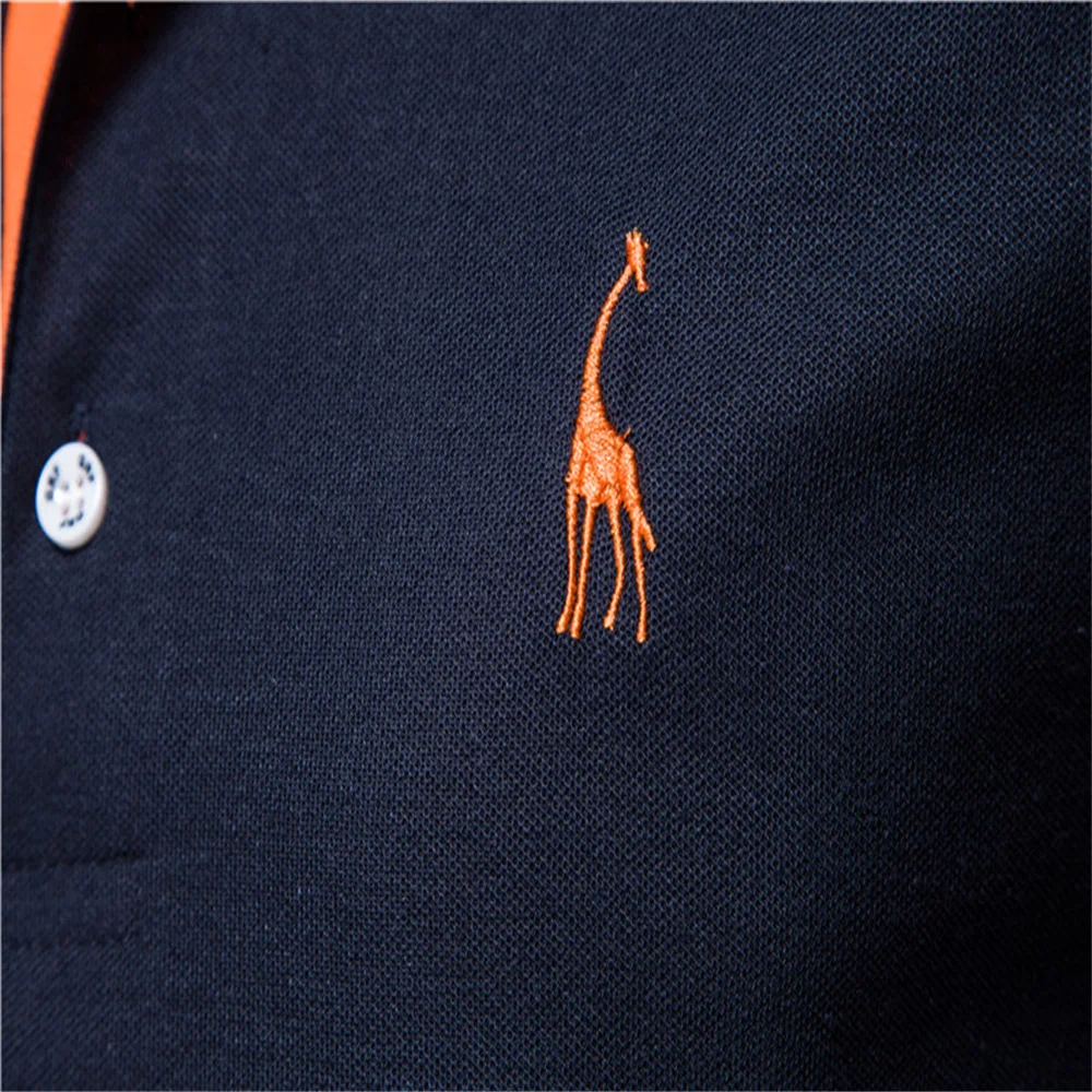 Dropshipping Polo Giraffe Shirt Men Quality Embroidery Summer Short Sleeve Polo Casual Business Social Mens Polos BR Size