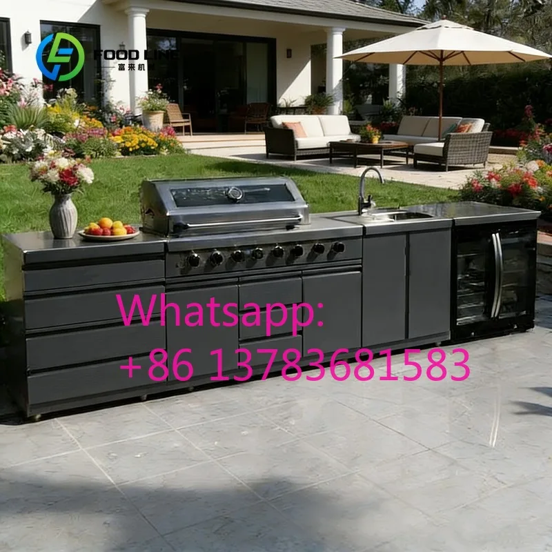 Custom High-quality Outdoor Barbecue Kitchen Island Villa Outdoor Cooking with Drawer Slides Wholesale Outdoor Kitchen Cabinets