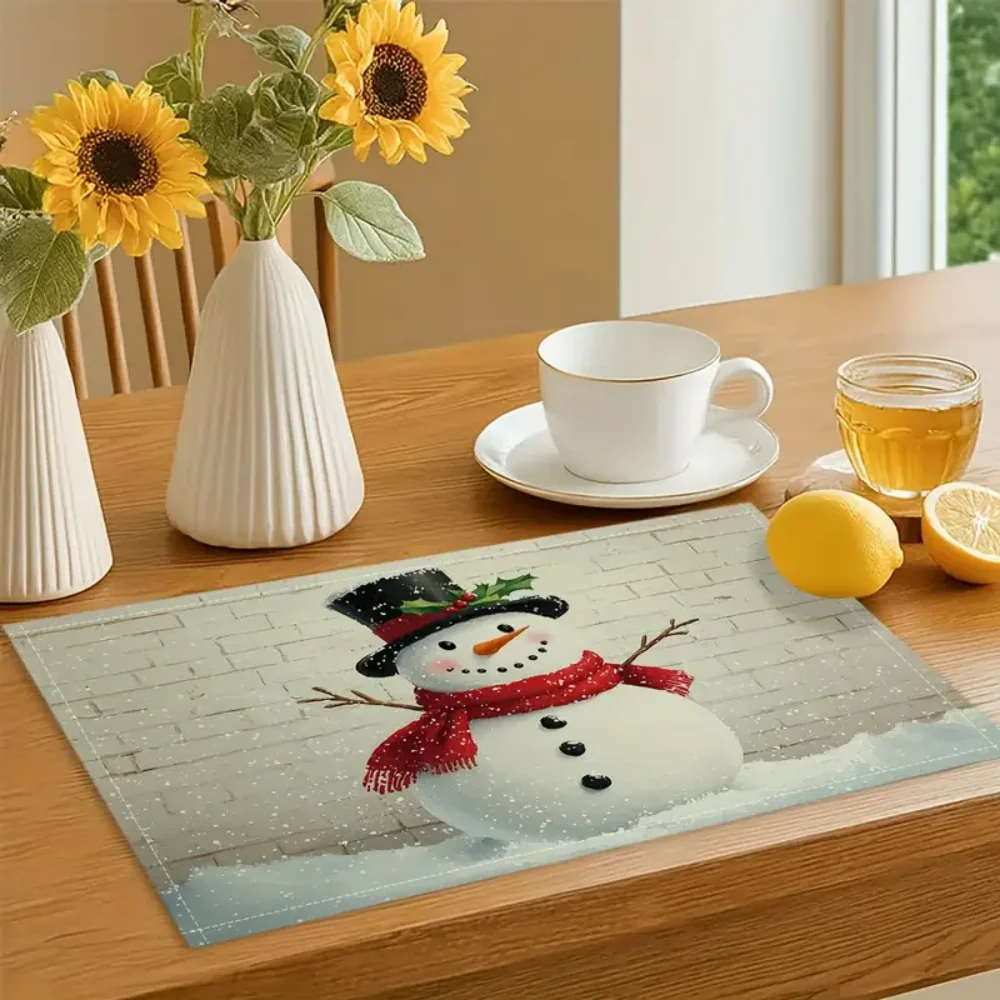 

VIKAMA Christmas snowman, absorbent tableware, plate, drying mat, drainage mat, heat-resistant counter mat, anti-slip table mat,