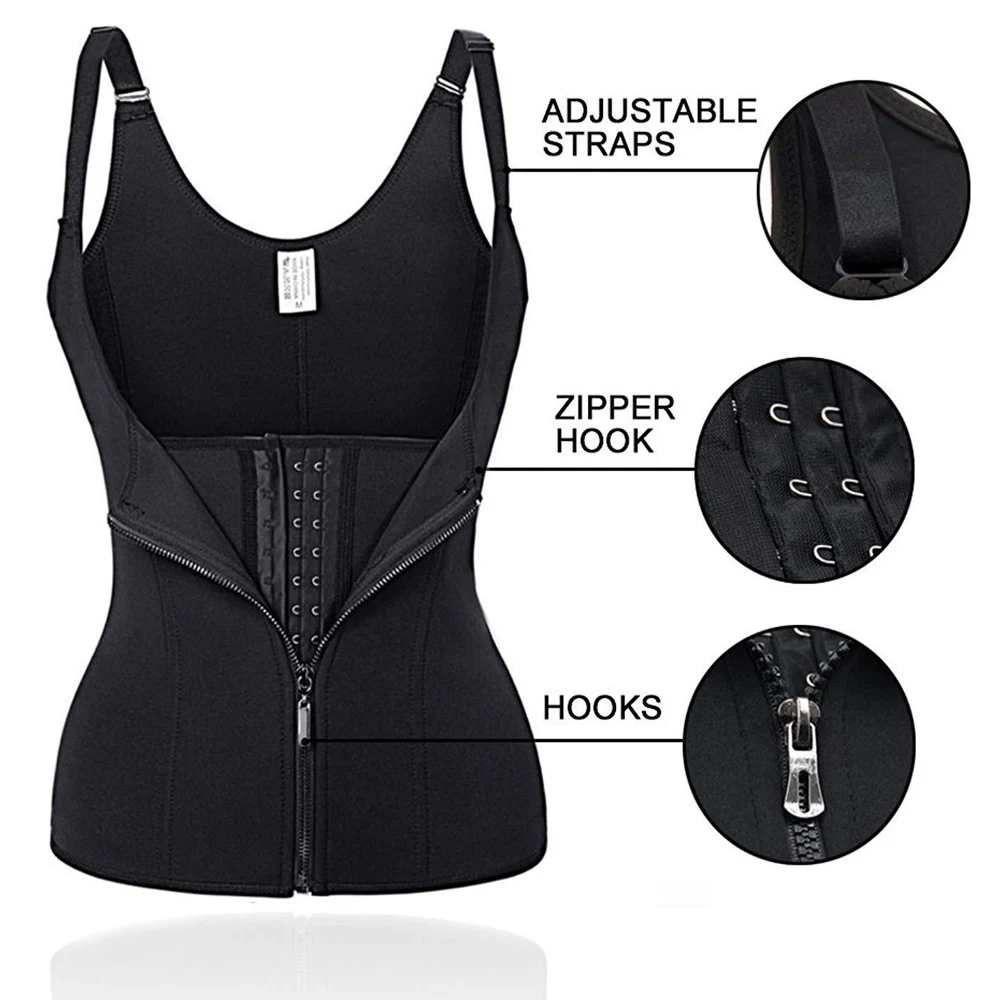 Waist Trainer Tank Top For Women Zipper Body Shaper Tummy Control Sleeveless Top, Women\'s Activewear Body Shaping Underwear