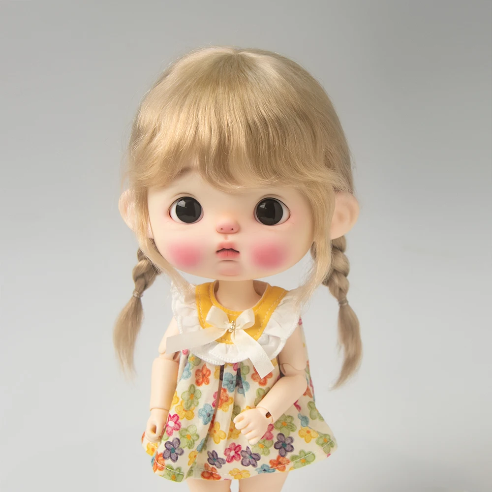 Blyth doll wig Princess hair High ponytail braids Lady wavy long hair bangs for big head doll Qbaby DianDian doll accessories