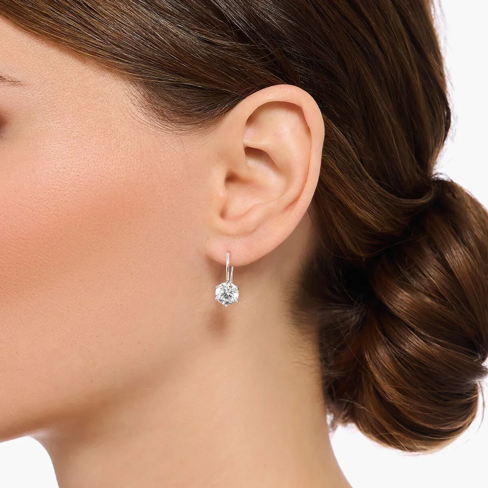 Runder Zirkon-Tropfenohrring mit Cabochonschliff für Damen, romantisches Geschenk, brandneuer 925er-Sterlingsilber-Edelschmuck – Detail 6