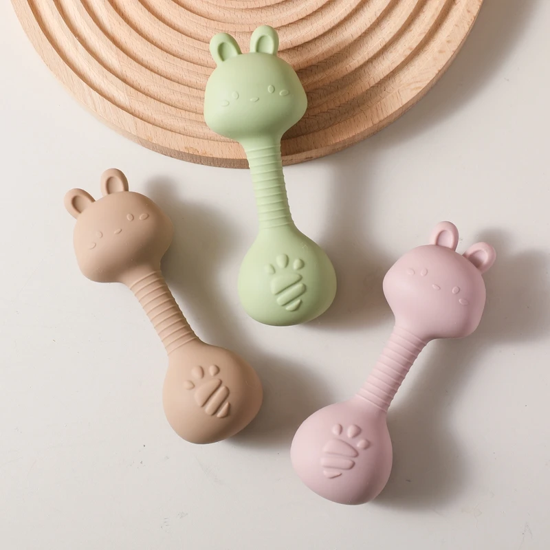 Rasseln für Baby 0 3 Monate Spielzeug Cartoon Kaninchen Sand Hammer Silikon Maracas Baby Silikon Rassel Spielzeug Beißring Spielzeug für Baby – Detail 17