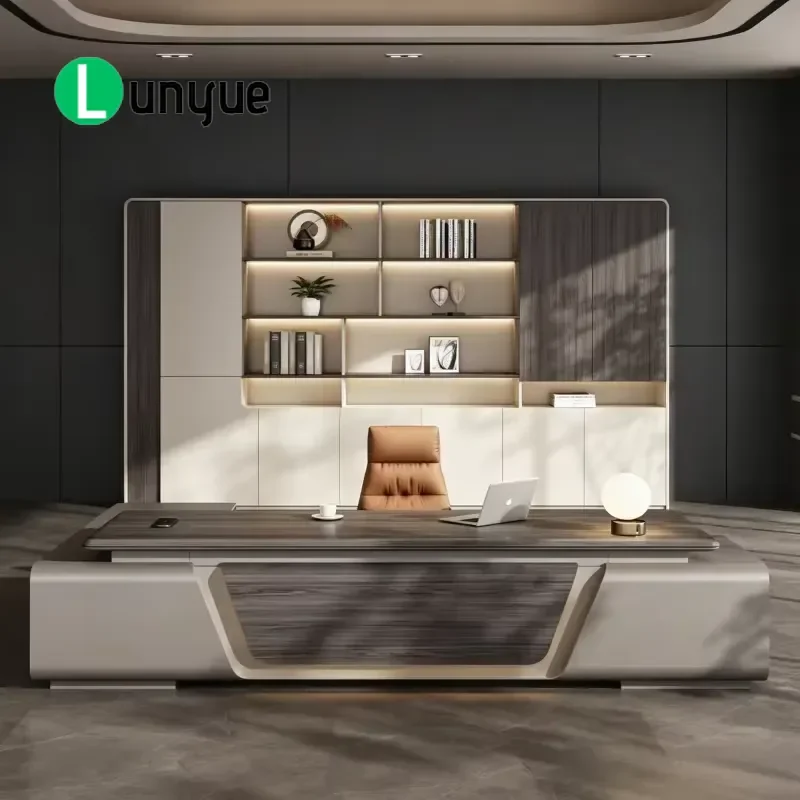 Modern L Shaped Corner Desk Durable Solid Wood Executive Office Table Aesthetic Workstation for Home Business Use