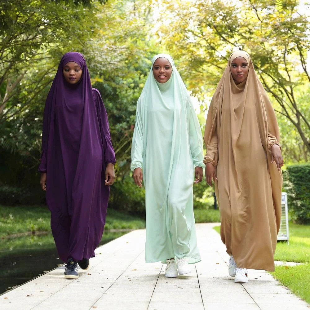 Muslim Women Hooded Prayer Dress Eid Burqa Ramadan Abayas Overhead Islamic Traditional Clothing Arabic Robe Abaya Kaftan Gown