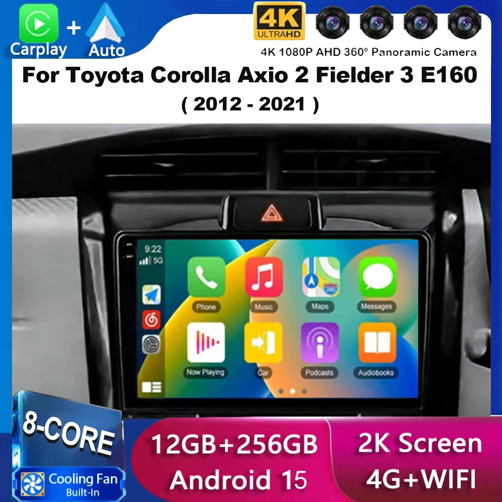 

Car Android For Toyota Corolla Axio 2 Fielder 3 E160 2012 - 2021 Auto Radio Stereo Head Unit GPS Navigation Multimedia Player BT