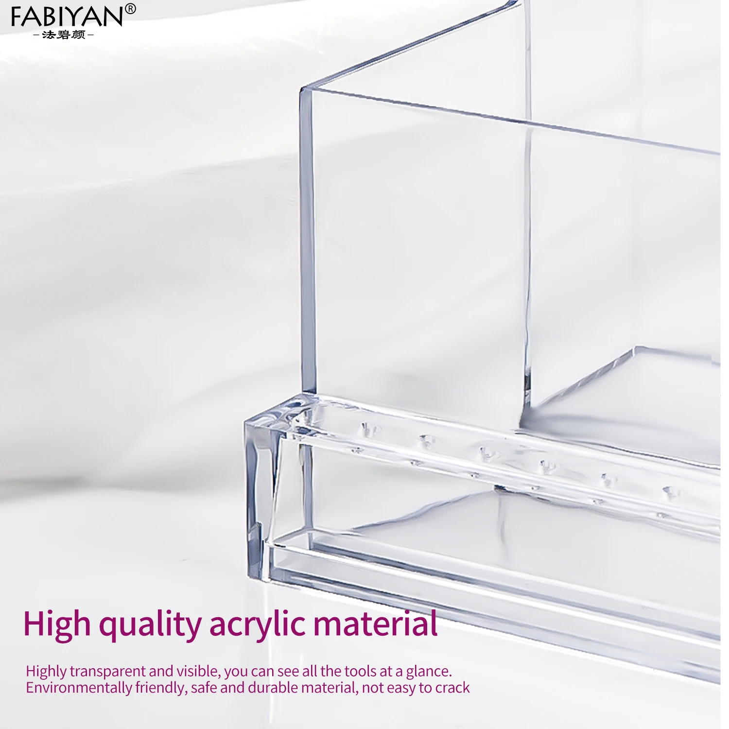 Boîtes de rangement transparentes en acrylique ABS pour outils d'ongles, boîte de rangement pour perceuse à ongles, tête de polissage, vitrine, fournitures pour ongles