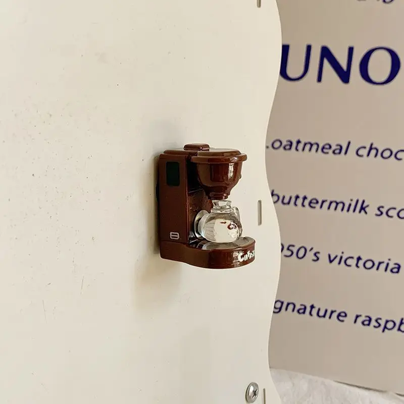 Mini Coffee Machine Resin Refrigerator Sticker Coffee Pot Small Ornament Detachable Magnetic Decoration Refrigerator Pegboard