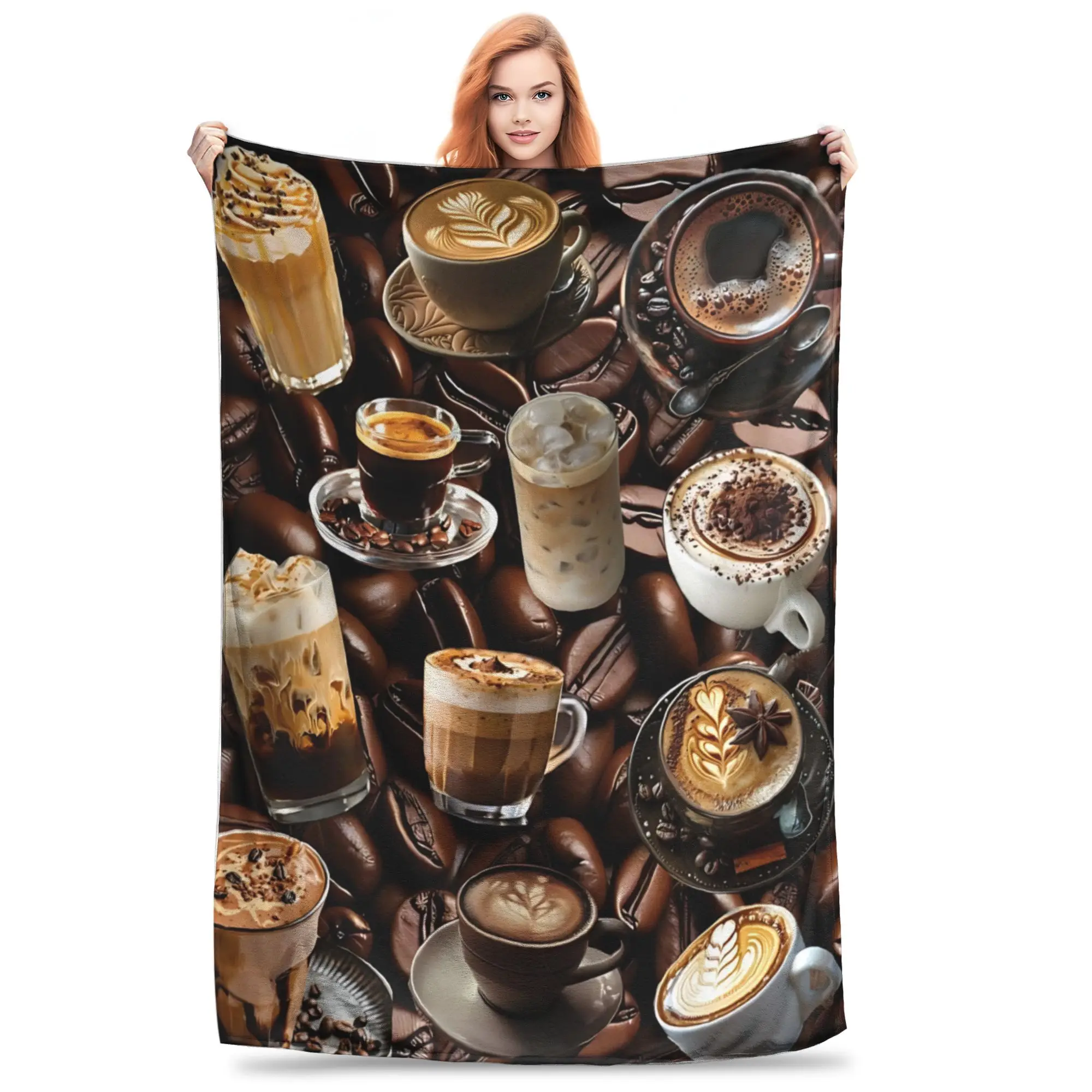 1PC Coffee and Vibes social media share ideas Winter Blankets for Adults Bedding Home Interior Sofa Knee Black Friday Deals