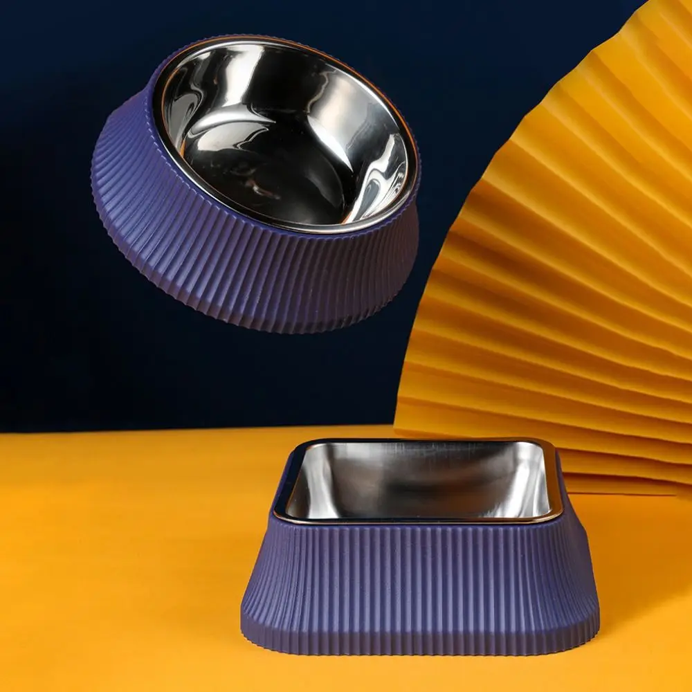 Stainless Steel Cat Bowl with Non-Slip Pad Anti Tipping Cat Feeder Anti Knock Double Pet Food Dispenser Bowls Dogs Cats