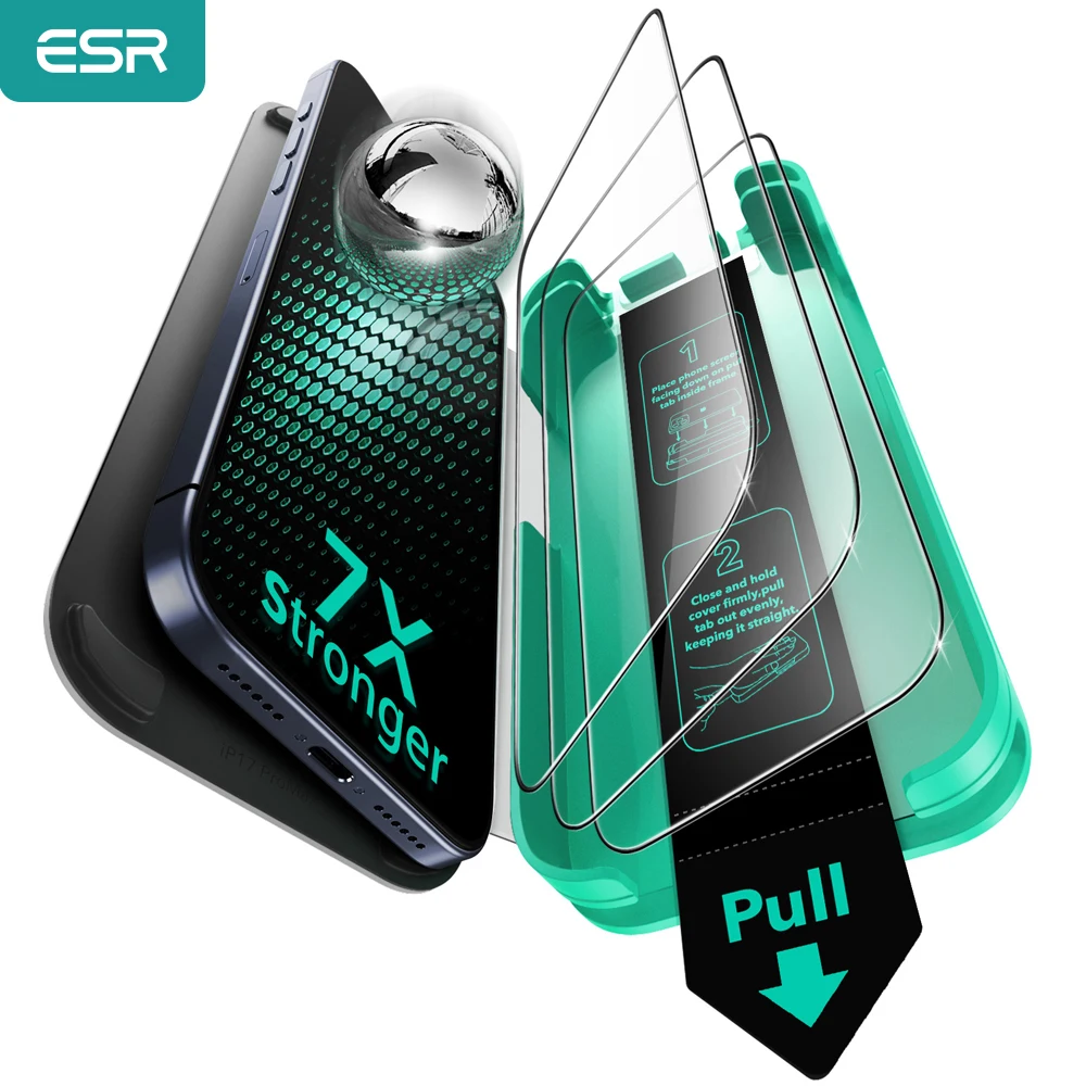 Protection d'écran en verre trempé ESR 9H+ Armorite Ultra-Résistant pour iPhone 17 Pro Max/Série 17 et iPhone 17 Pro
