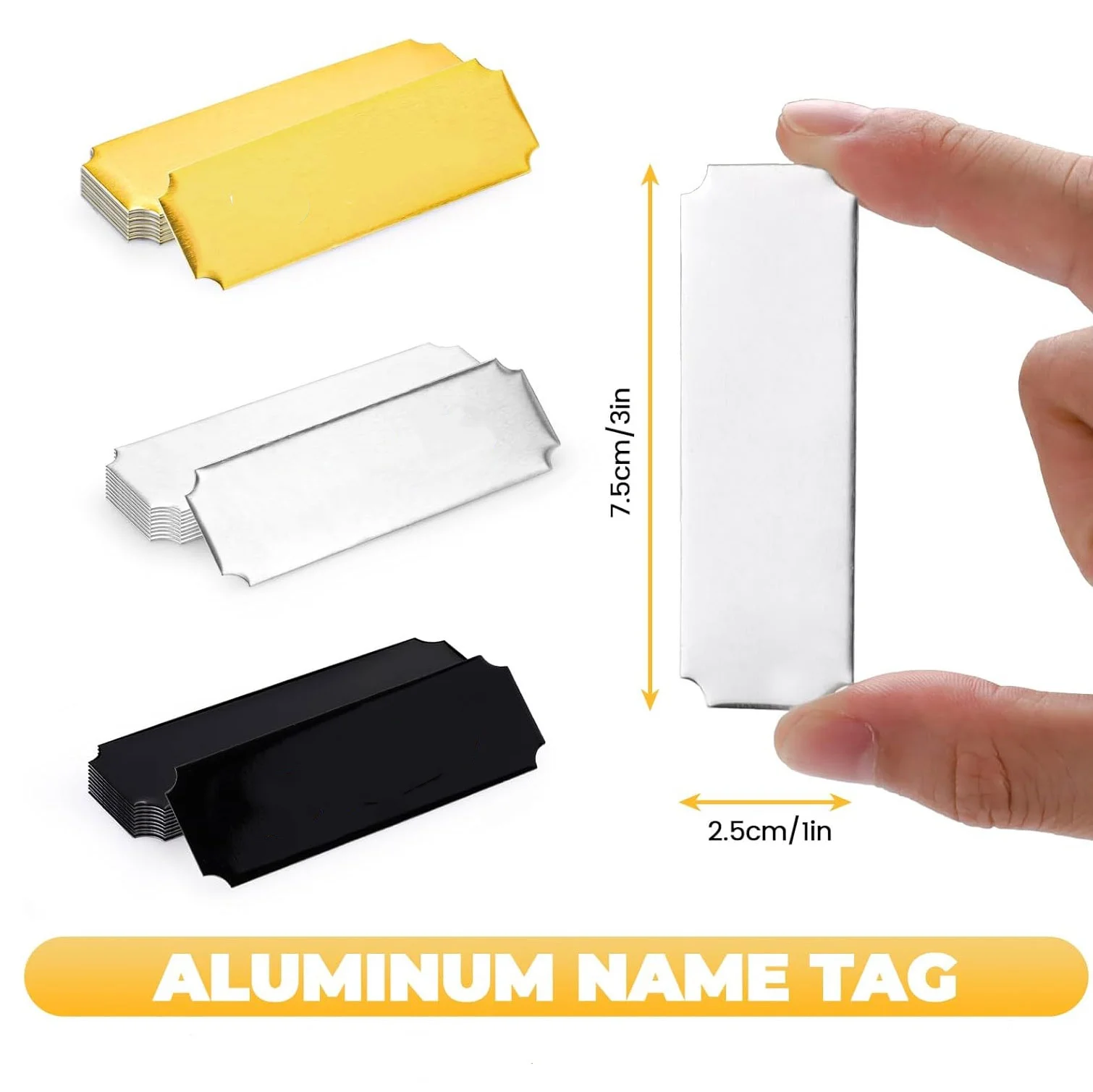 15PCS High-quality Laser-engraved Blank Labels, Desk Nameplates, Metal Strips with Adhesive Backing, for DIY Use