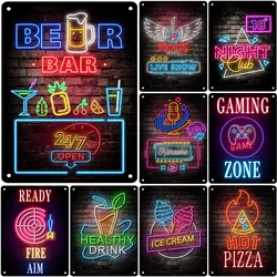 Metal Tin Signs Light Beer Pizza Wall Decoration Plaque Vintage Art Poster Iron Painting for Man Cave Home Cafe Garden Club Bar