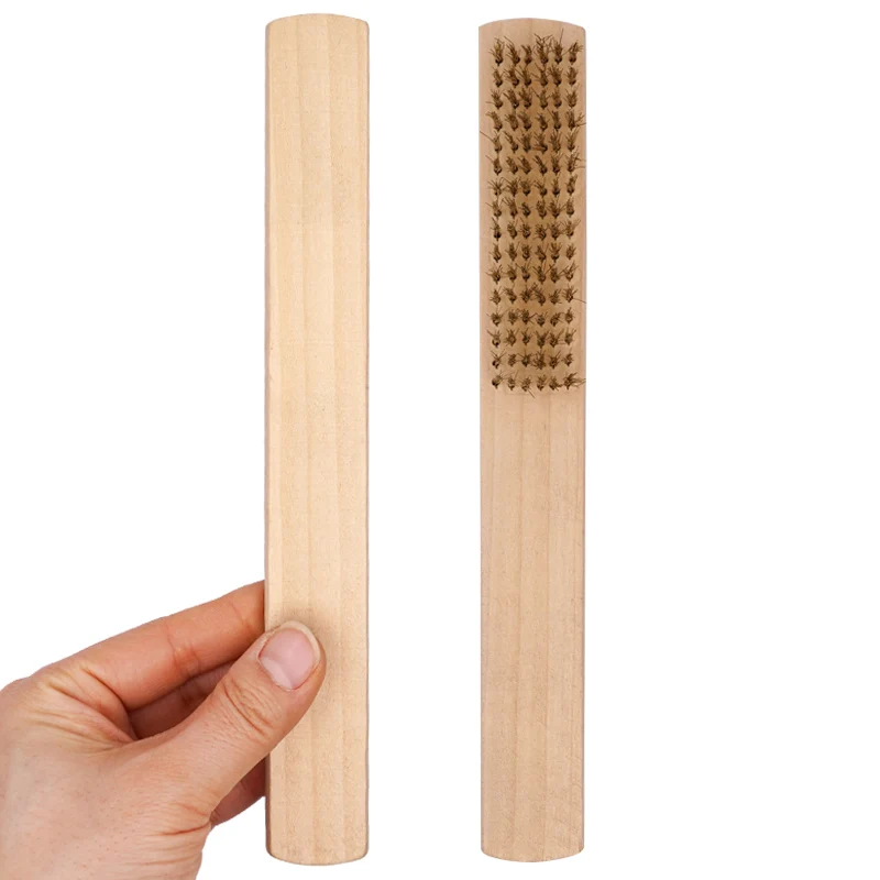 2/3pcs Wooden Handle Wire Brush Copper Pizza Oven Brush Metal Jewelry Surface Cleaning Polishing Derusting Brush