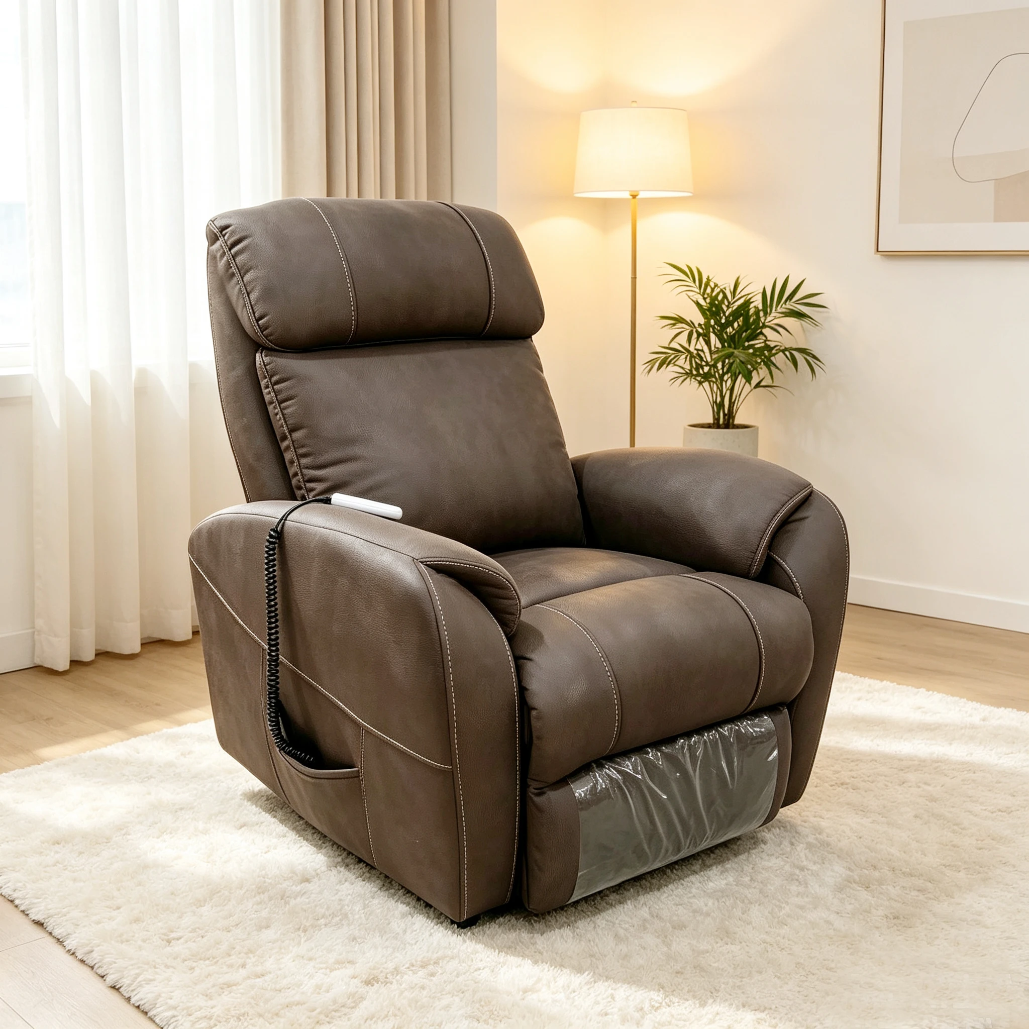 Single Motor Power Lift Recliner Chair For Elderly With Remote Control Fabric Upholstered Living Room Furniture