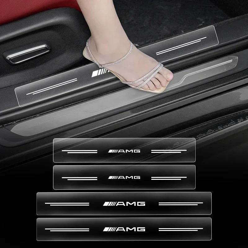 

4pcs Car Door Sill Transparent Protector Stickers For Mercedes Benz AMG W204 W205 W203 W211 W212 W213 W201 W210 Accessories
