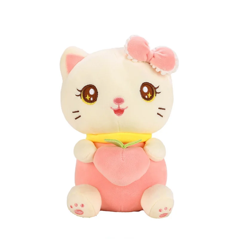 

1pc 25/34/48cm Lovely Cartoon Sitting Cat Plush Toys Cat Hold Peaches Pillow Stuffed Soft Dolls Birthday Gift Baby Appease Toy