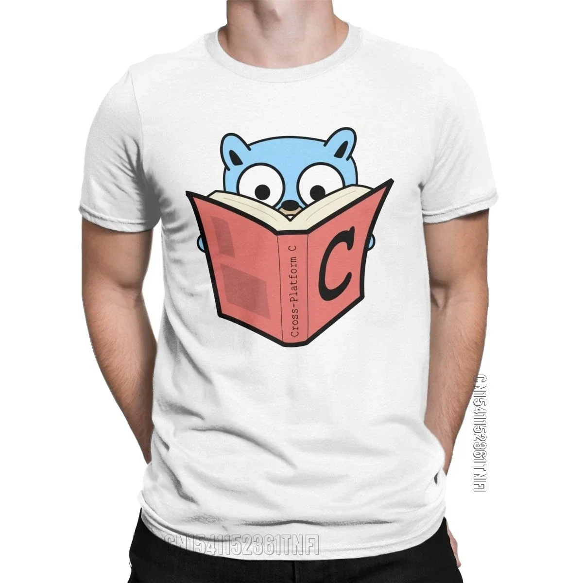 Go Gopher With C Book T-Shirt Men Golang Unique Pure Cotton Tee Shirt Crew Neck Classic Short Sleeve T Shirt Unique Clothes