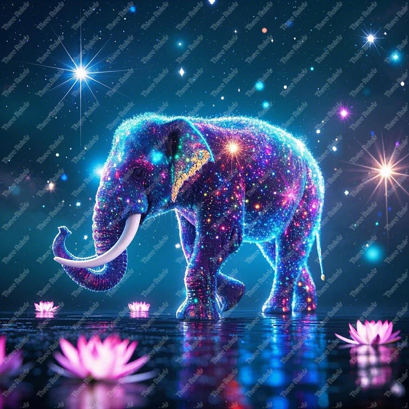 Three Ratels QHH191 Romantic Starry Sky Elephant Wall Stickers for Home Decoration